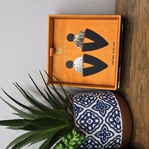 House of Harlow 1960 - Black & Gold Geometric Boho Vibe Statement Earrings​​​